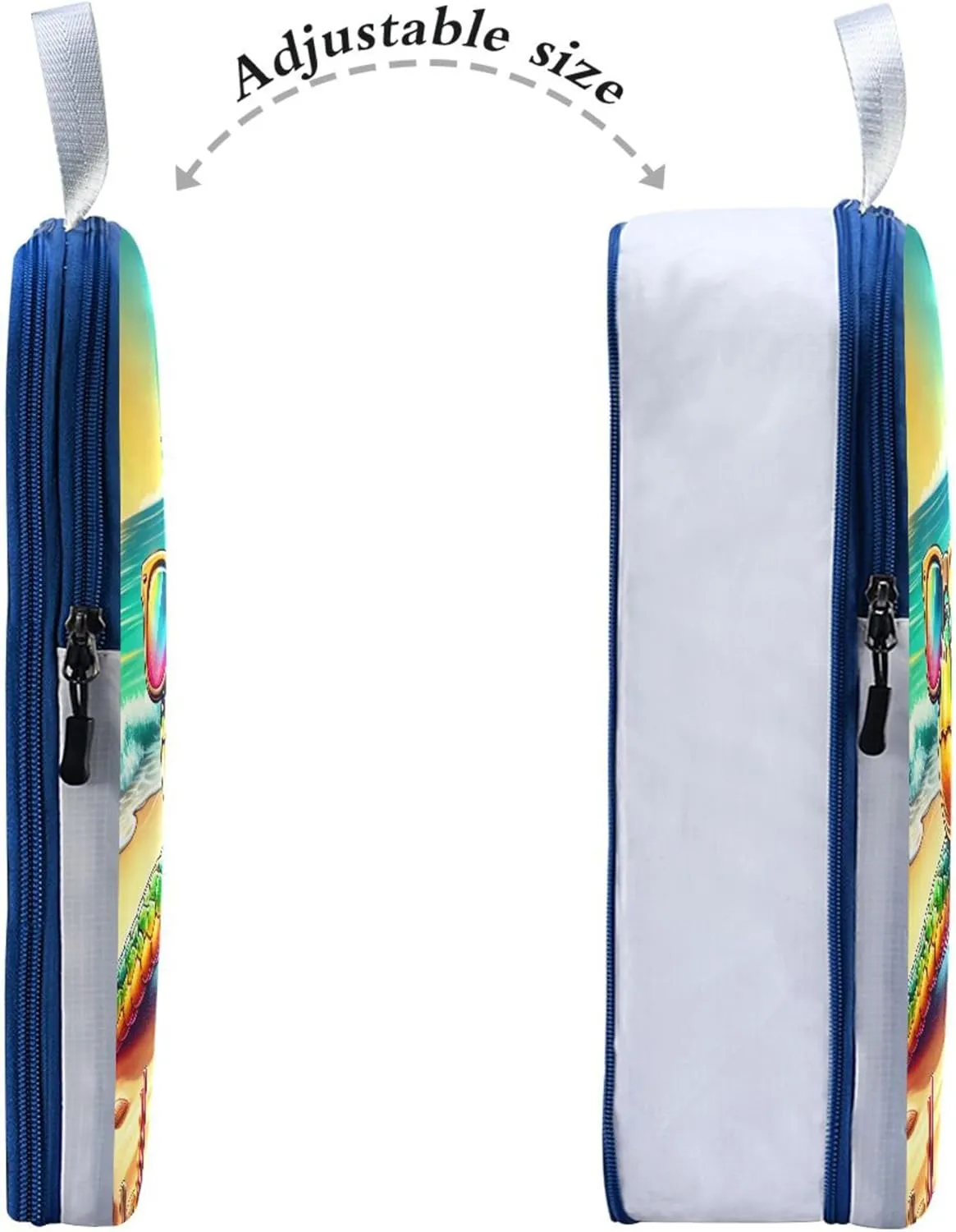 MNSRUU Compression Packing Cubes for Suitcases 3 Set, Turtle Wearing Sunglasses Travel Luggage Organiser Portable Toiletry Storage Bags for Clothes Shoes Home Storage