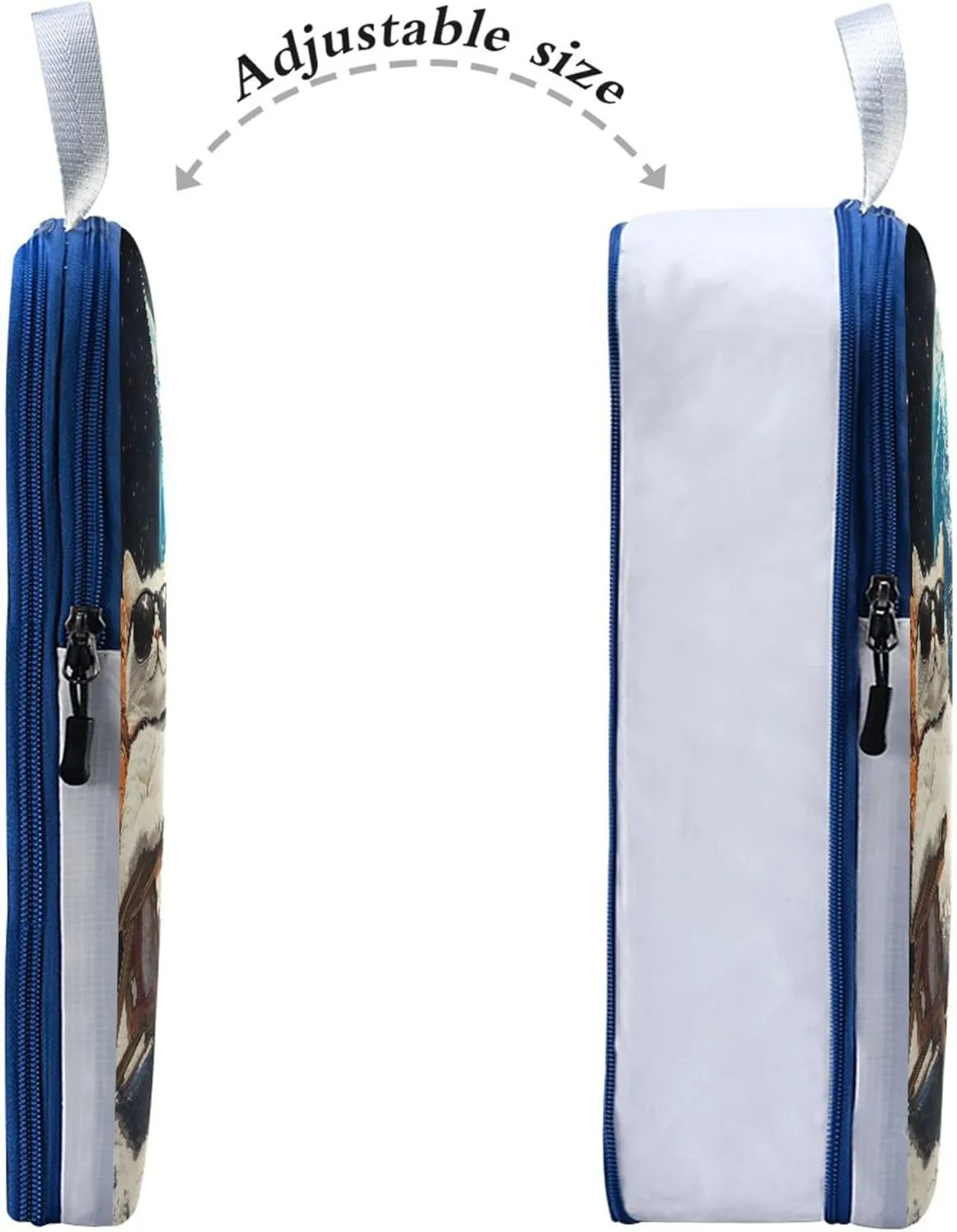 MNSRUU Compression Packing Cubes for Suitcases 3 Set, White Cat Astronaut Travel Luggage Organiser Portable Toiletry Storage Bags for Clothes Shoes Home Storage