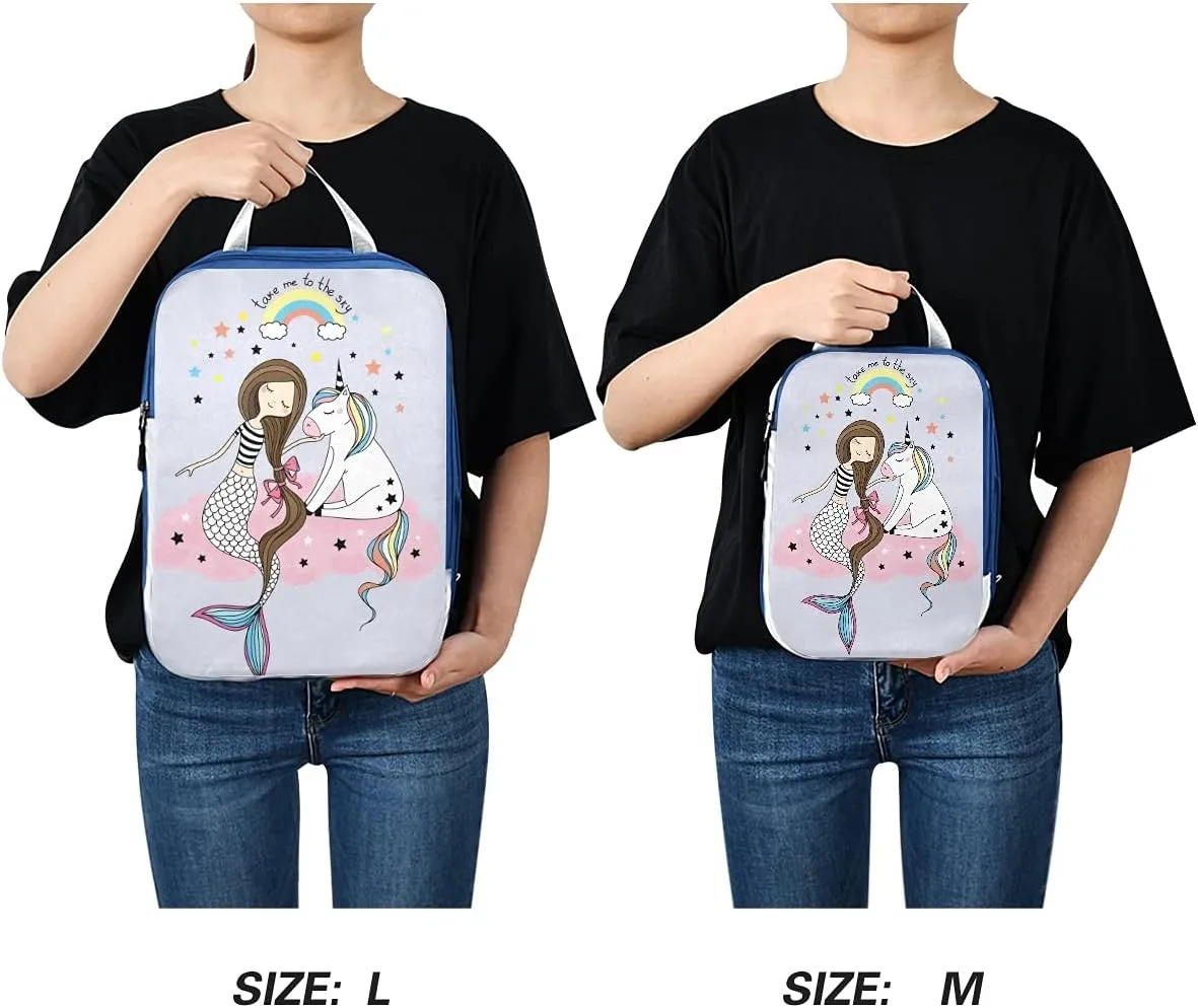 MNSRUU Packing Cubes Cute Unicorn Mermaid Girl Compression Luggage Cubes Packing Bags Travel Organizer for Suitcases, 3 PCS