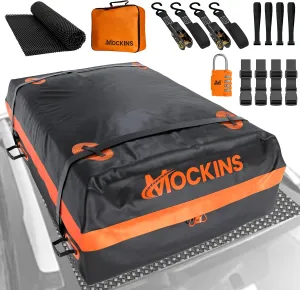 Mockins 30 CuFt Waterproof Rooftop Cargo Bag for Top of Car, SUV, Truck & Large Vehicles | 60"x43"x20" Vinyl Car Roof Bag for Use with or w/o Roof Rack | All-Weather Rooftop Cargo Carrier Set