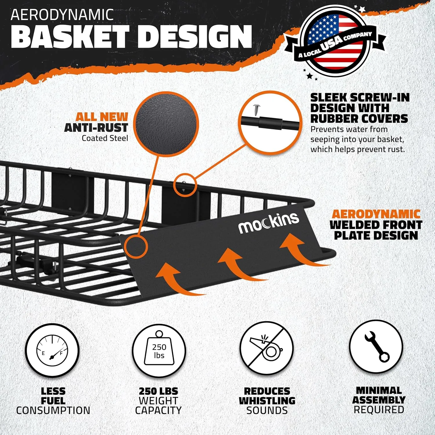 Mockins 64"x39"x6" Heavy Duty Roof Rack Basket w/ 16 Cu.Ft. Car Rooftop Cargo Carrier Bag | Weatherproof, Extendable 250Lbs. Roof Basket Cargo Carrier for Top of Vehicle Set & Roof Bag w/Accessories