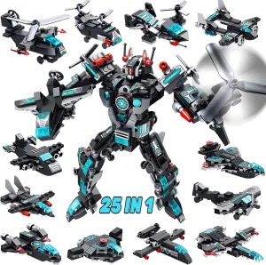 MOONTOY 577PCS STEM Robot Building Toys Set 25-in-1 Engineering Kit Building Blocks Bricks Construction Vehicles Educational Christmas Birthday Gifts for Kids Boys Girls 5 6 7 8 9 10 11 12  Year Old