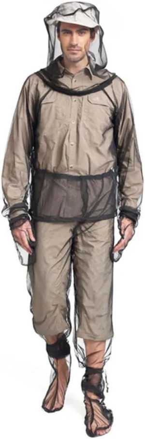 Mosquito Net Suit, Anti Mosquito Clothing, 4PCS Translucent Breathable Nets, Adjustable Suit, Foldable Protection for Camping Cycling Fishing Hiking L/XL
