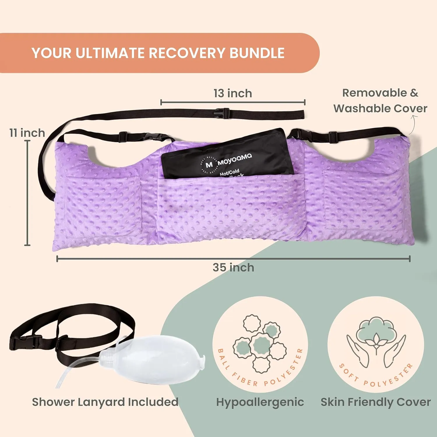 MOYOAMA Post Mastectomy Pillow - Mastectomy Pillows Post Op, Breast Pillow for Breast Surgery Recovery Supplies and Lumpectomy Recovery Supplies, After Mastectomy Must Haves, Breast Reduction Pillow