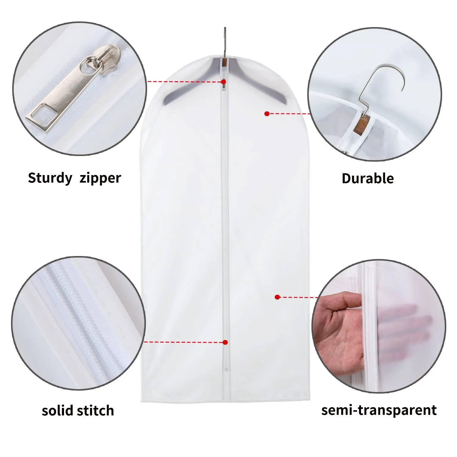 MsKitchen Clear Garment Bags Hanging Clothes Bags (Set of 12) for Closet Storage Plastic Bag with Zipper for Suit, Sweaters Travel Laundry Wardrobe Closet Garment Dust Cover Bags - 24'' x 48''/12 Pack