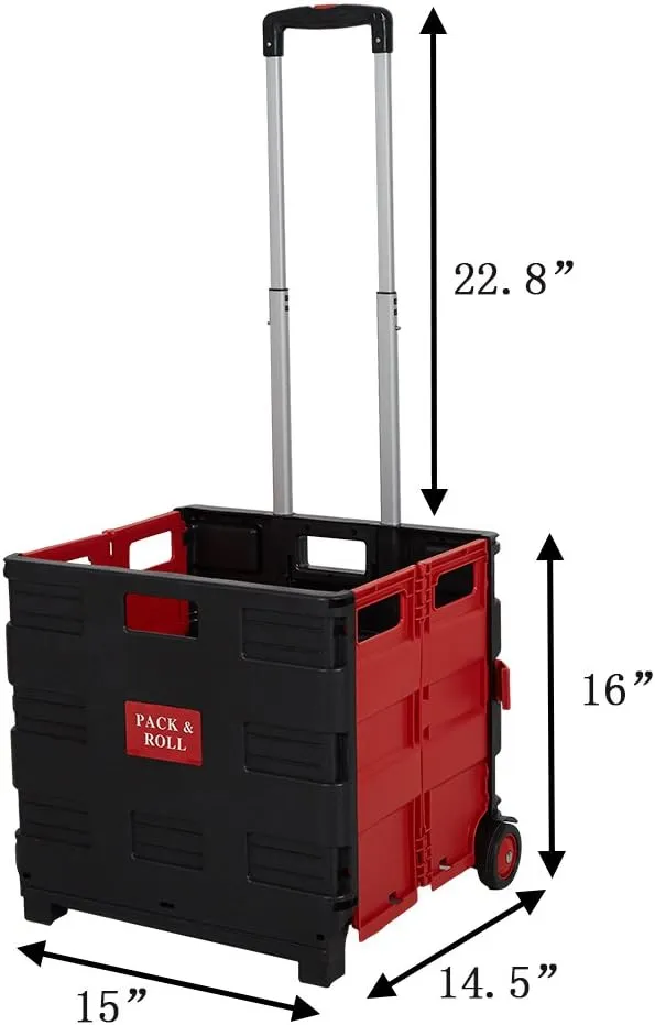 Multi-Function Folding Two-Wheeled Shopping Cart Portable Lightweight Hand Utility Cart with Adjustable Handle