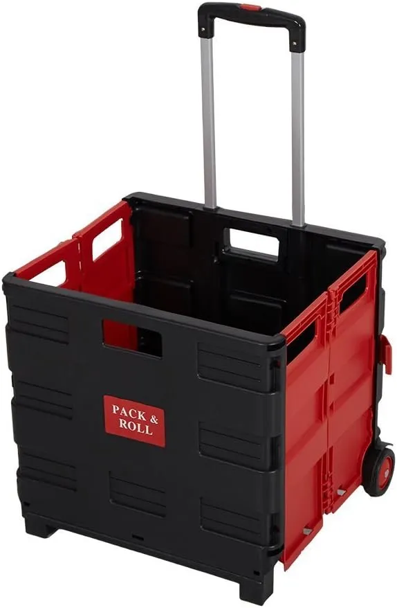 Multi-Function Folding Two-Wheeled Shopping Cart Portable Lightweight Hand Utility Cart with Adjustable Handle