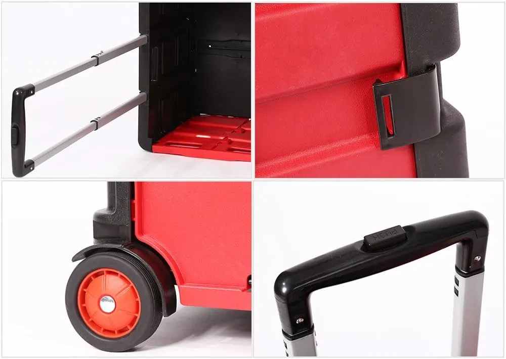 Multi-Function Folding Two-Wheeled Shopping Cart Portable Lightweight Hand Utility Cart with Adjustable Handle
