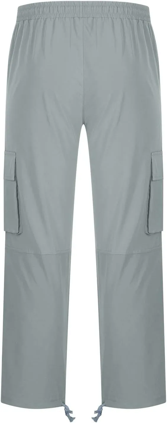 Muscularfit Mens Cotton Cargo Pants Casual Multi Pockets Solid Sweatpants Trouser Comfort Stretch Waist Outdoor Tactical Pant
