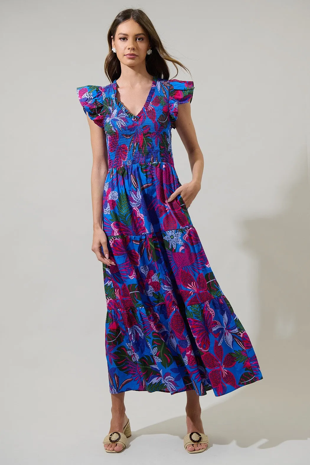 Myra Smocked Tiered Midi Dress