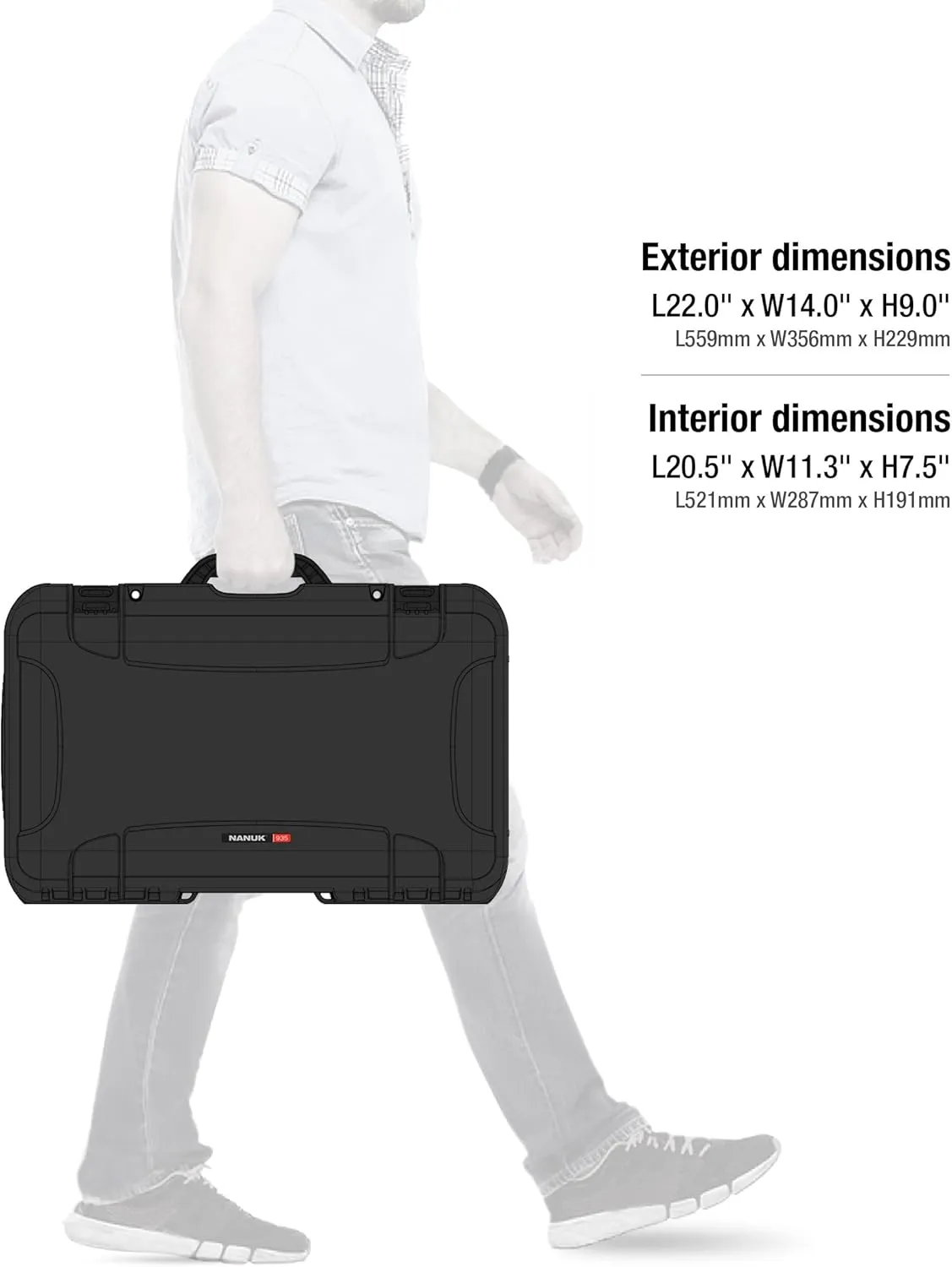 NANUK Wheeled Series 935 Lightweight NK-7 Resin Waterproof Protective Case and Foam Insert - Black