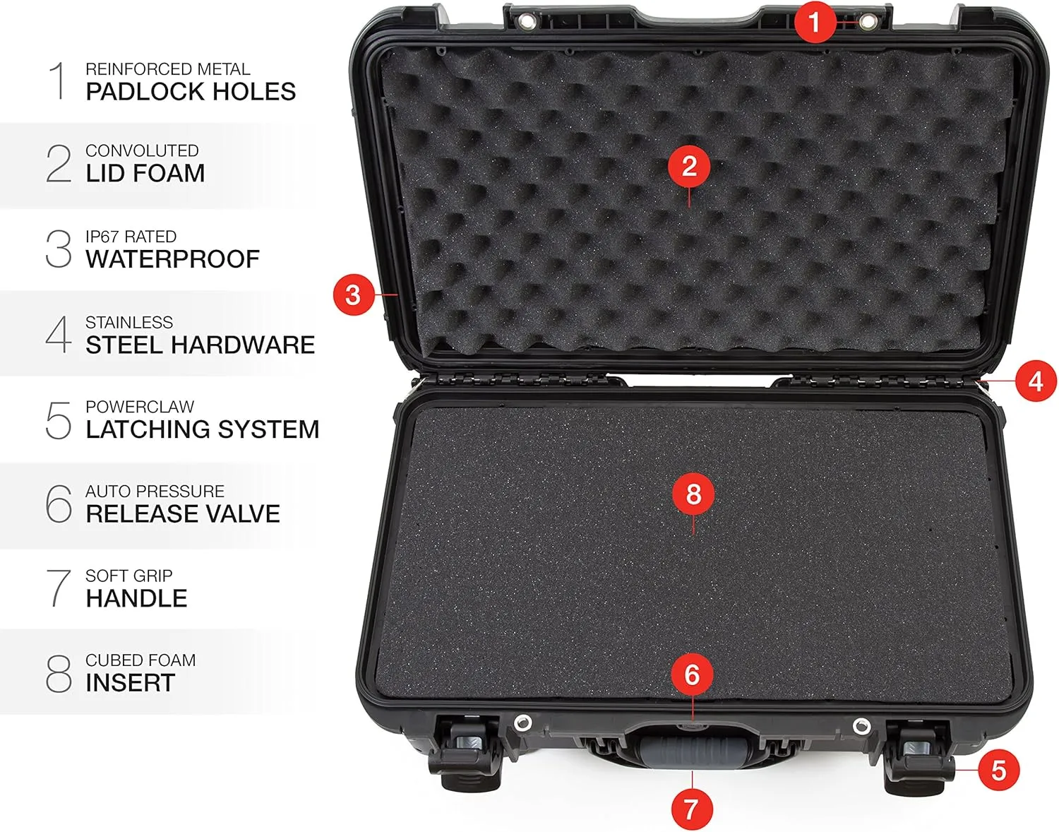 NANUK Wheeled Series 935 Lightweight NK-7 Resin Waterproof Protective Case and Foam Insert - Black