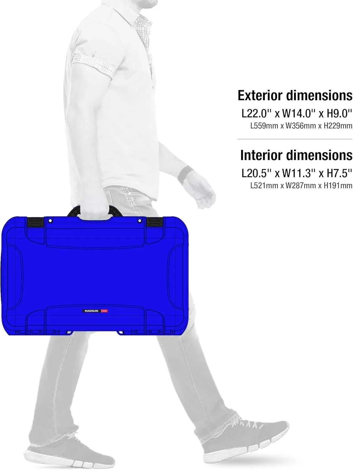 NANUK Wheeled Series 935 Lightweight NK-7 Resin Waterproof Protective Case and Foam Insert - Blue