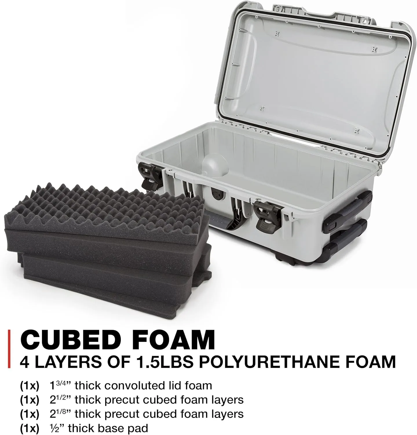 NANUK Wheeled Series 935 Lightweight NK-7 Resin Waterproof Protective Case and Foam Insert - Silver
