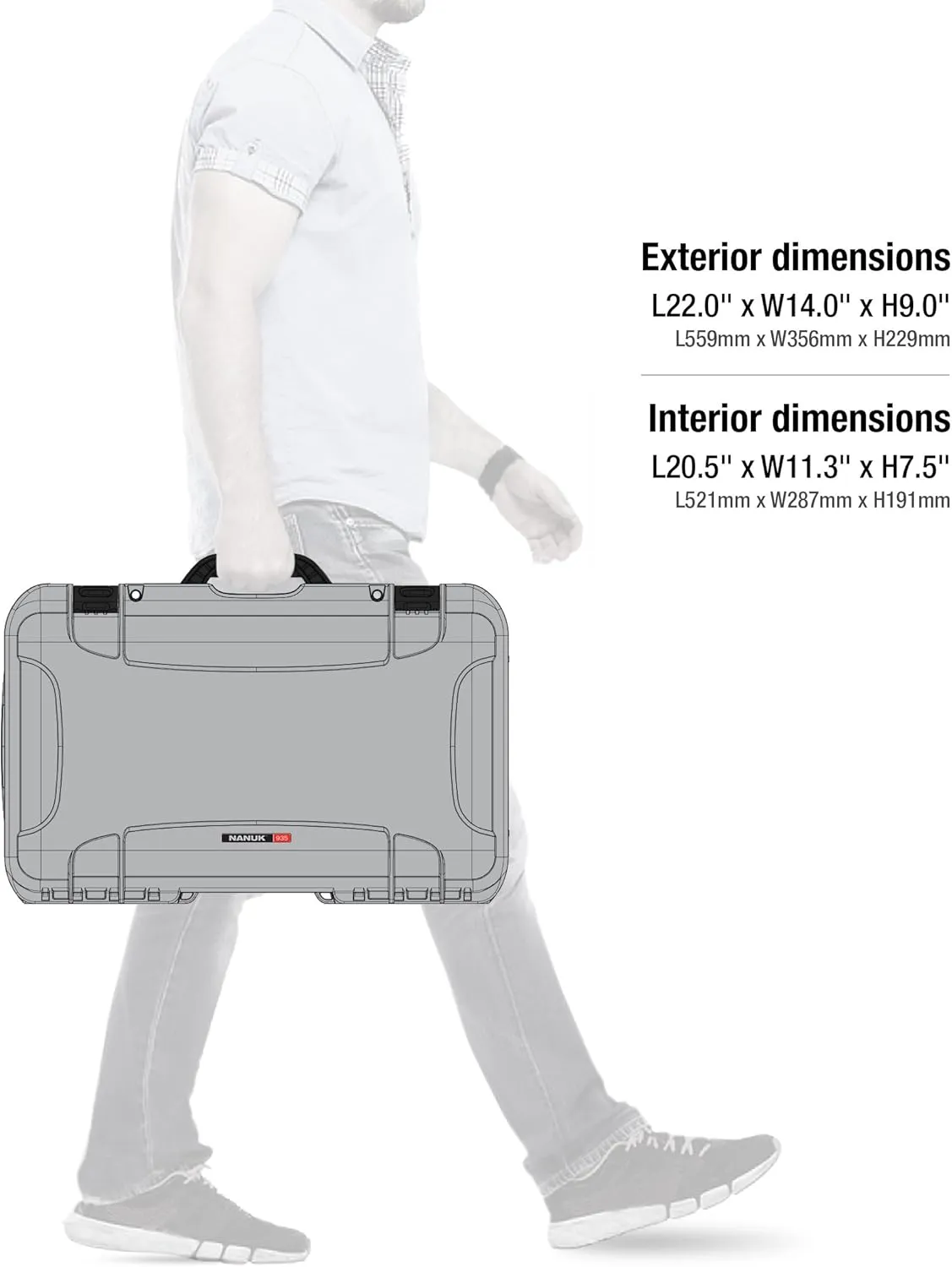 NANUK Wheeled Series 935 Lightweight NK-7 Resin Waterproof Protective Case and Foam Insert - Silver