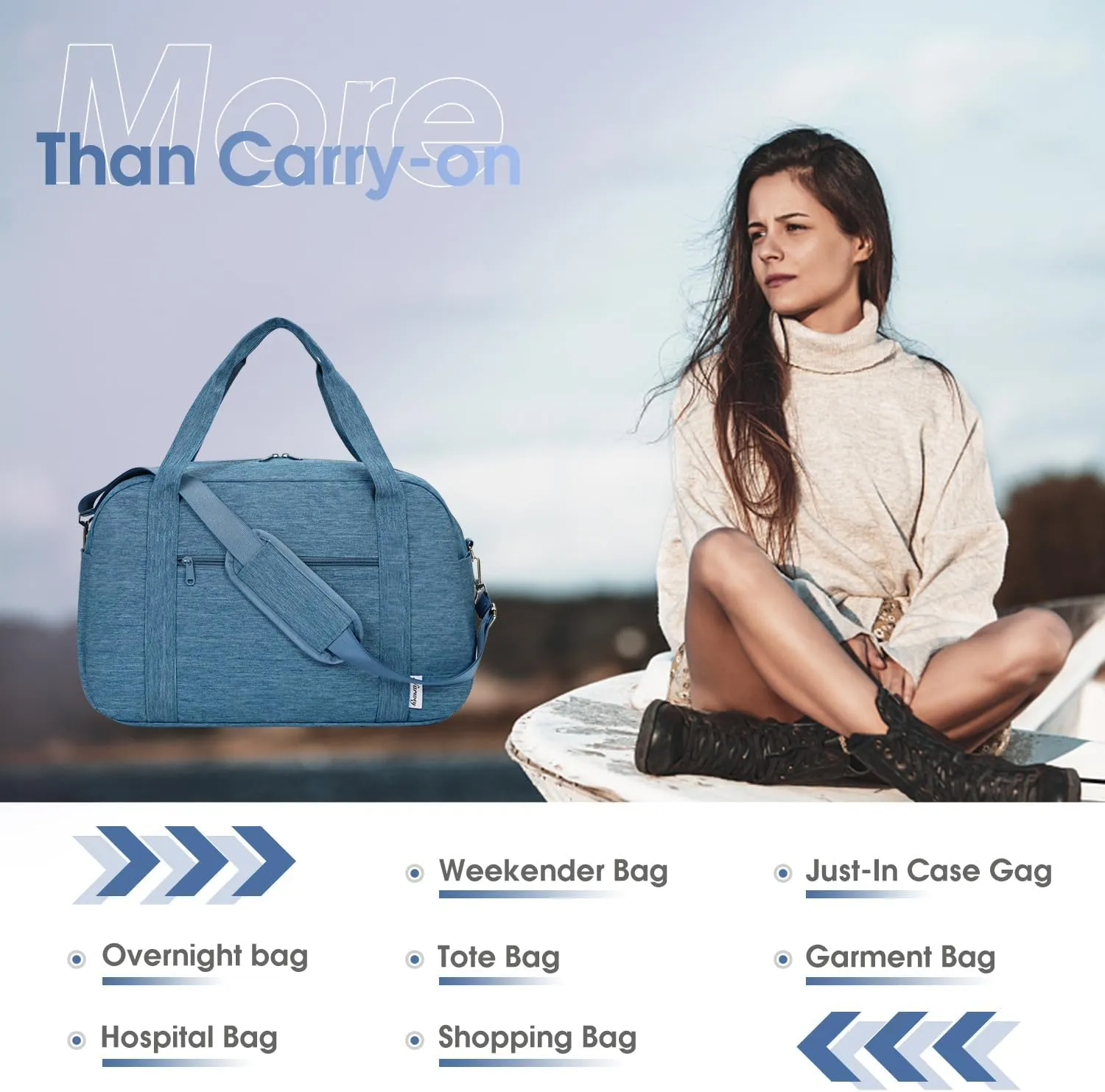 Narwey 18" Carry on Bag Underseat for Airplane Spirit Airlines Personal Item Travel Bag 18x14x8 Small Duffle Bag Duffel Bag Gym Weekender Overnight Bag with Wet Pocket for Women and Men (Navy Blue)