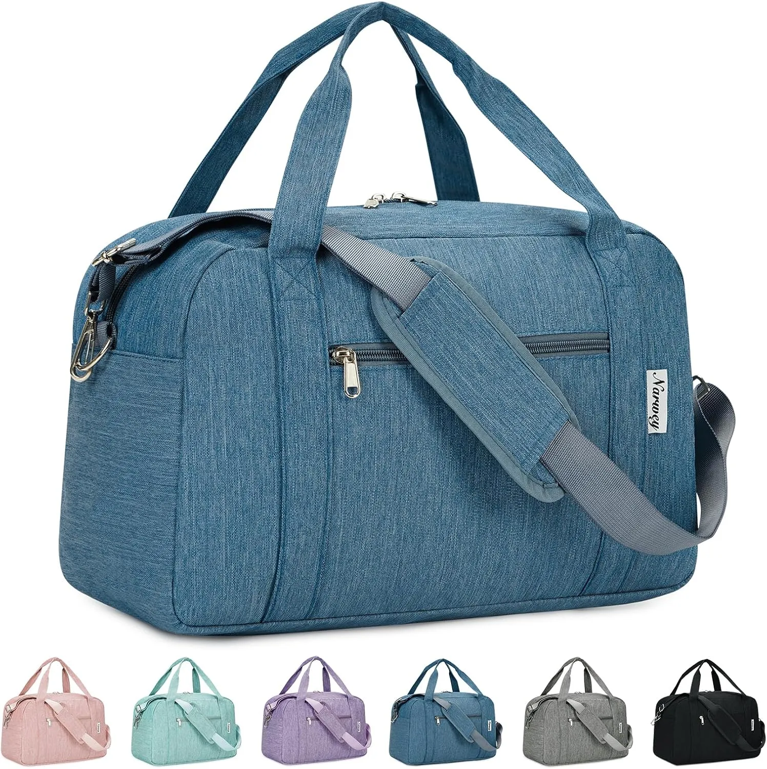 Narwey 18" Carry on Bag Underseat for Airplane Spirit Airlines Personal Item Travel Bag 18x14x8 Small Duffle Bag Duffel Bag Gym Weekender Overnight Bag with Wet Pocket for Women and Men (Navy Blue)