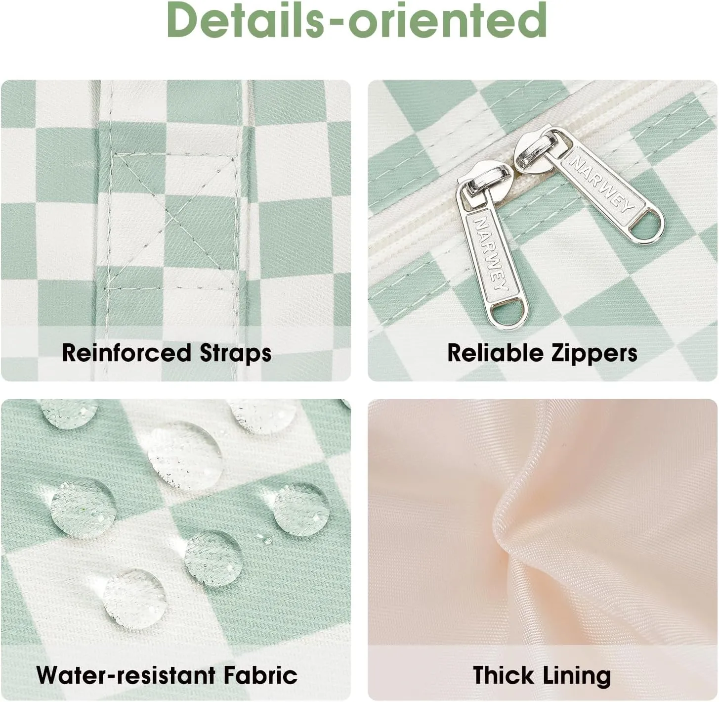 Narwey 18" Carry on Bag Underseat for Airplane with Wet Pocket Spirit Airlines Personal Item Bag Travel Duffel Bag Small Gym Bag Weekender Overnight for Women and Men (Mint Green Checkerboard)