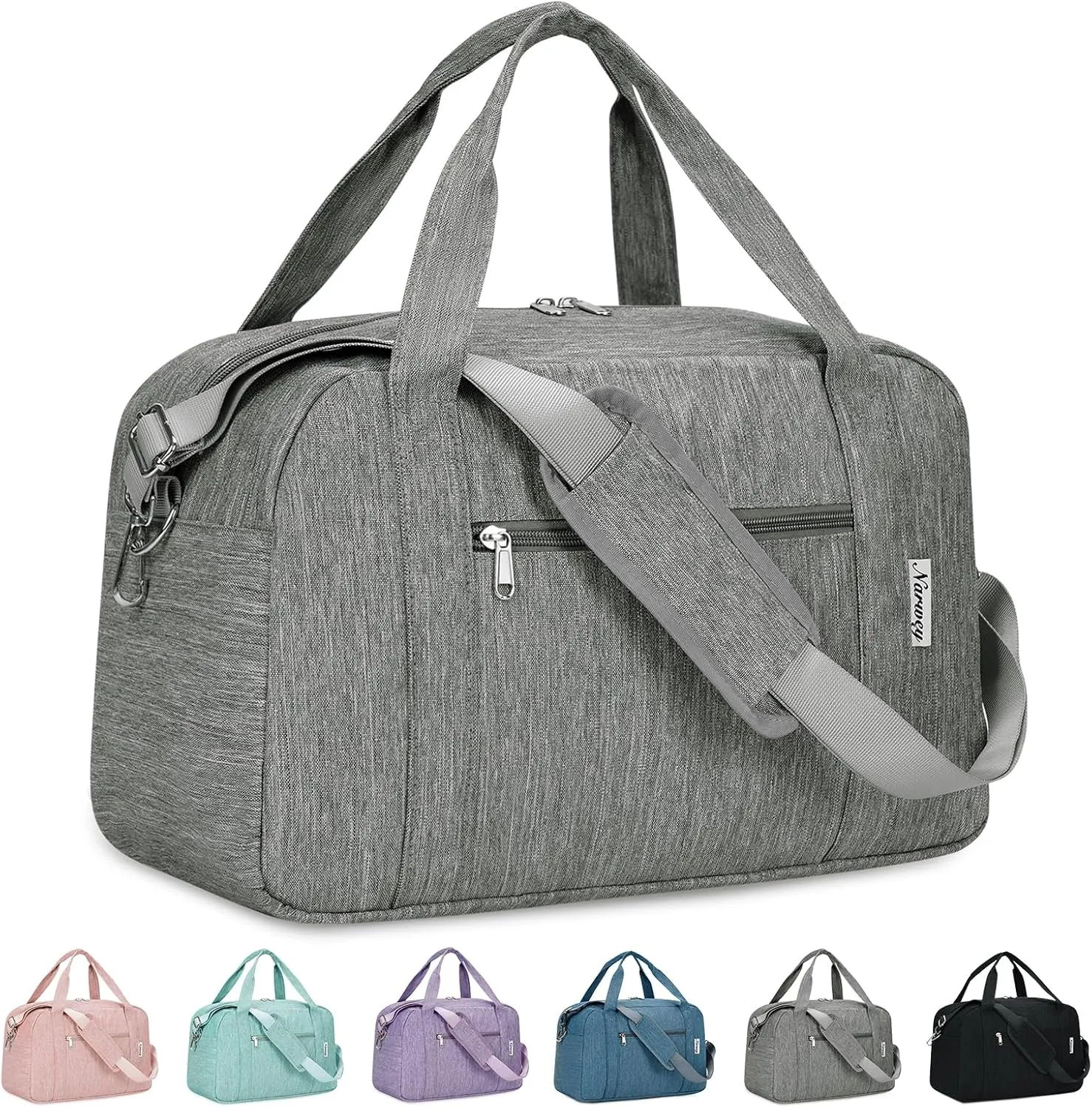 Narwey 18" Carry on Bag Underseat Luggage for Airplane Spirit Airlines Personal Item Bag Travel Duffel Bag Small Gym Bag Weekender Overnight Bag with Wet Pocket for Women and Men (Grey)