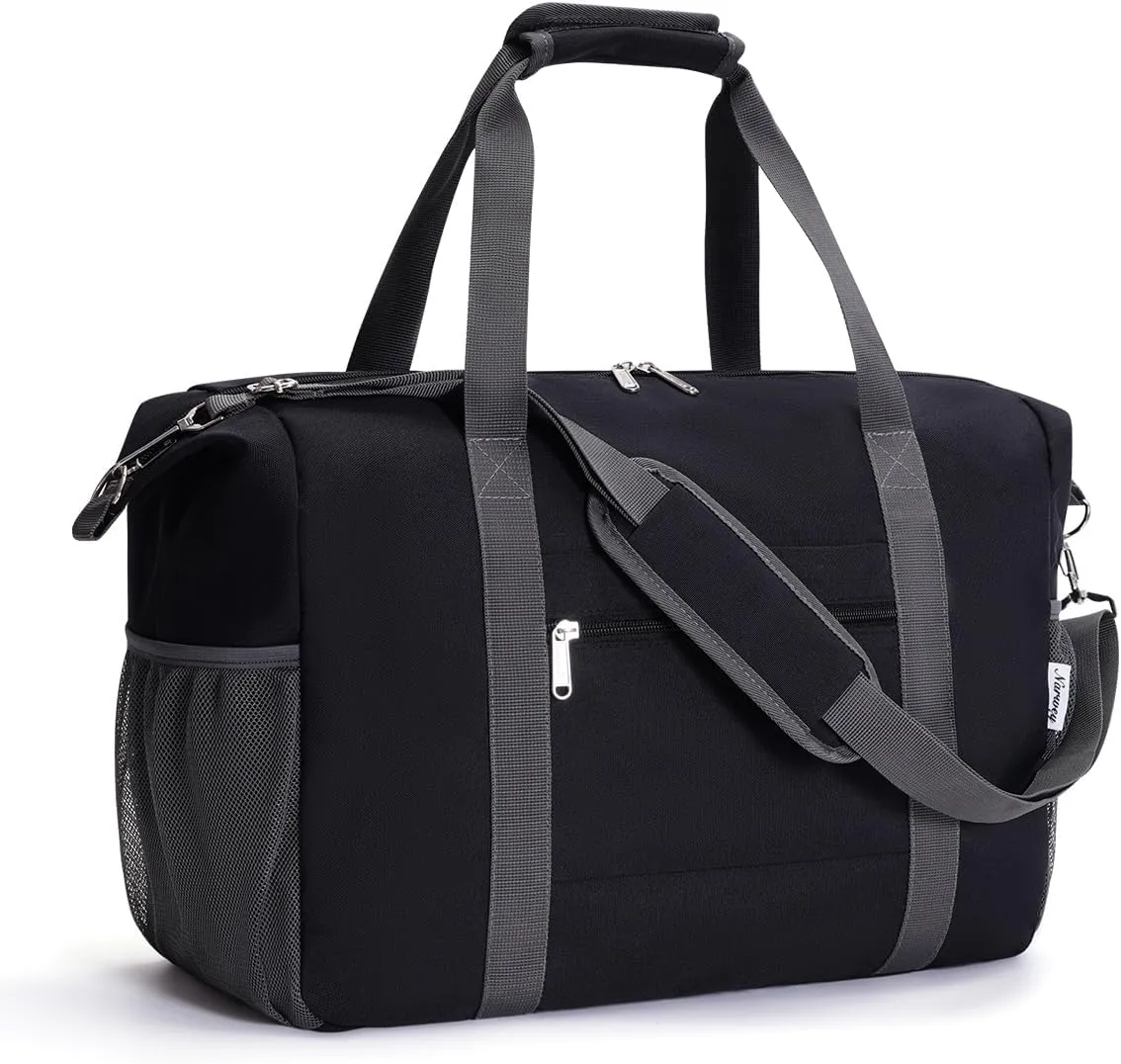 Narwey 18x14x8 Inches Travel Bag Spirit Airlines Frontier Personal Item Bag, Travel Duffel With Wet Pocket Carry on Bag for Airplane Underseat Duffle Overnight for Women and Men (Black)