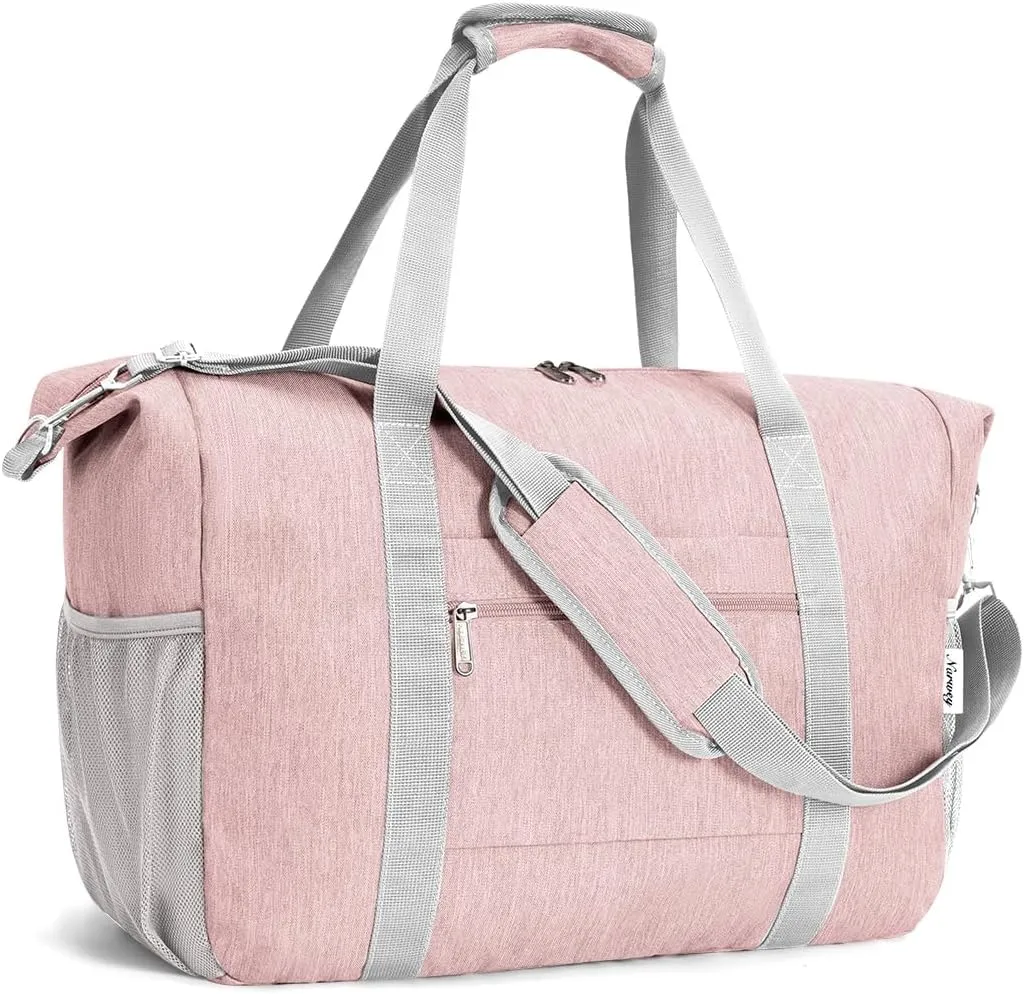 Narwey 18x14x8 Inches Travel Bag Spirit Airlines Frontier Personal Item Bag, Travel Duffel With Wet Pocket Carry on Bag for Airplane Underseat Duffle Overnight for Women and Men (Pink)
