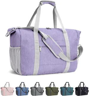 Narwey 18x14x8 Inches Travel Bag Spirit Airlines Frontier Personal Item Bag, Travel Duffel With Wet Pocket Carry on Bag for Airplane Underseat Duffle Overnight for Women and Men (Purple)