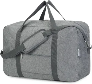 Narwey Foldable Carry on Luggage 22x14x9 Airline Approved Duffle Bag for Travel Packable Duffel Bag for Traveling Airplane for Women and Men 40L (Grey (With Shoulder Strap))