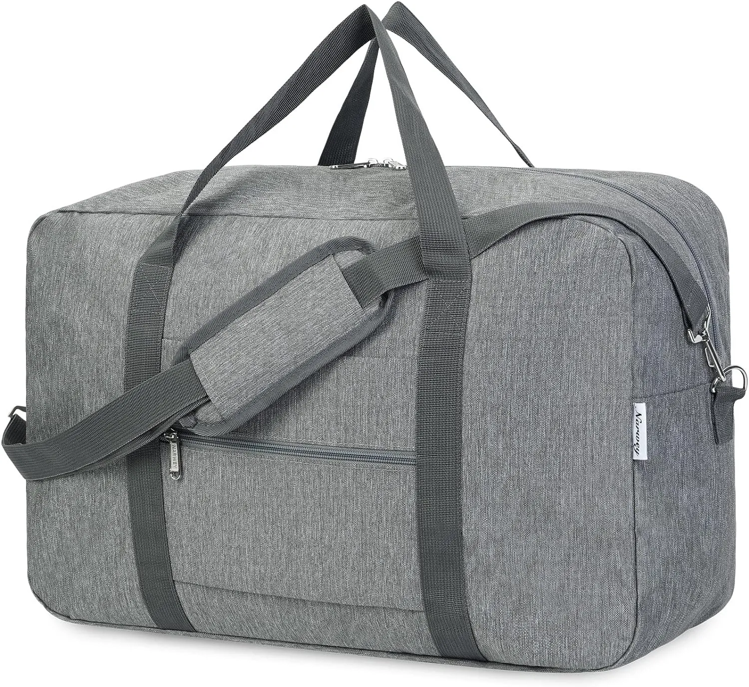 Narwey Foldable Carry on Luggage 22x14x9 Airline Approved Duffle Bag for Travel Packable Duffel Bag for Traveling Airplane for Women and Men 40L (Grey (With Shoulder Strap))