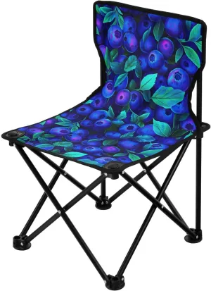 Neon Blueberries Digital Pattern Collapsible Camp Chairs for Adults Heavy Duty Lightweight Folding Chairs Carry Bag Included