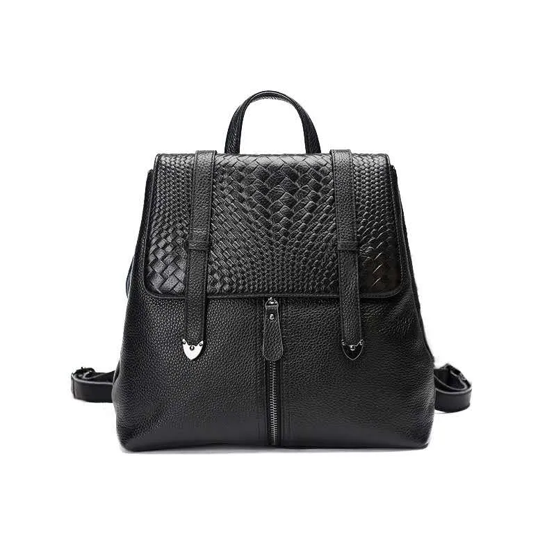 New Arrival Office Ladies Weave Leather Backpacks Fashion Girls  Convertible