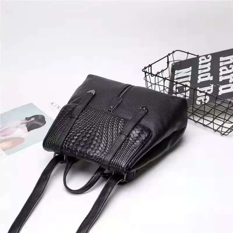 New Arrival Office Ladies Weave Leather Backpacks Fashion Girls  Convertible