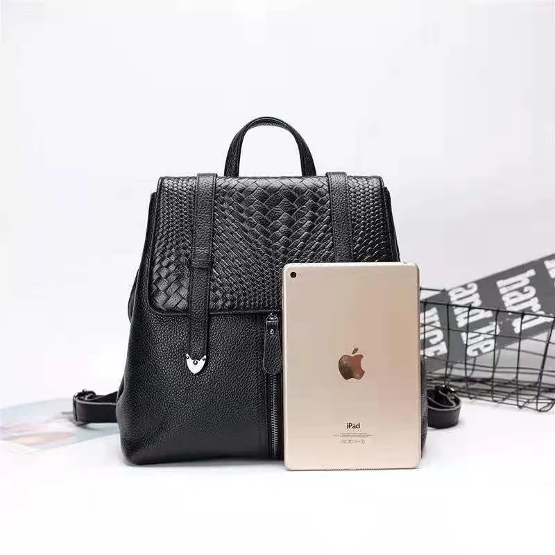 New Arrival Office Ladies Weave Leather Backpacks Fashion Girls  Convertible