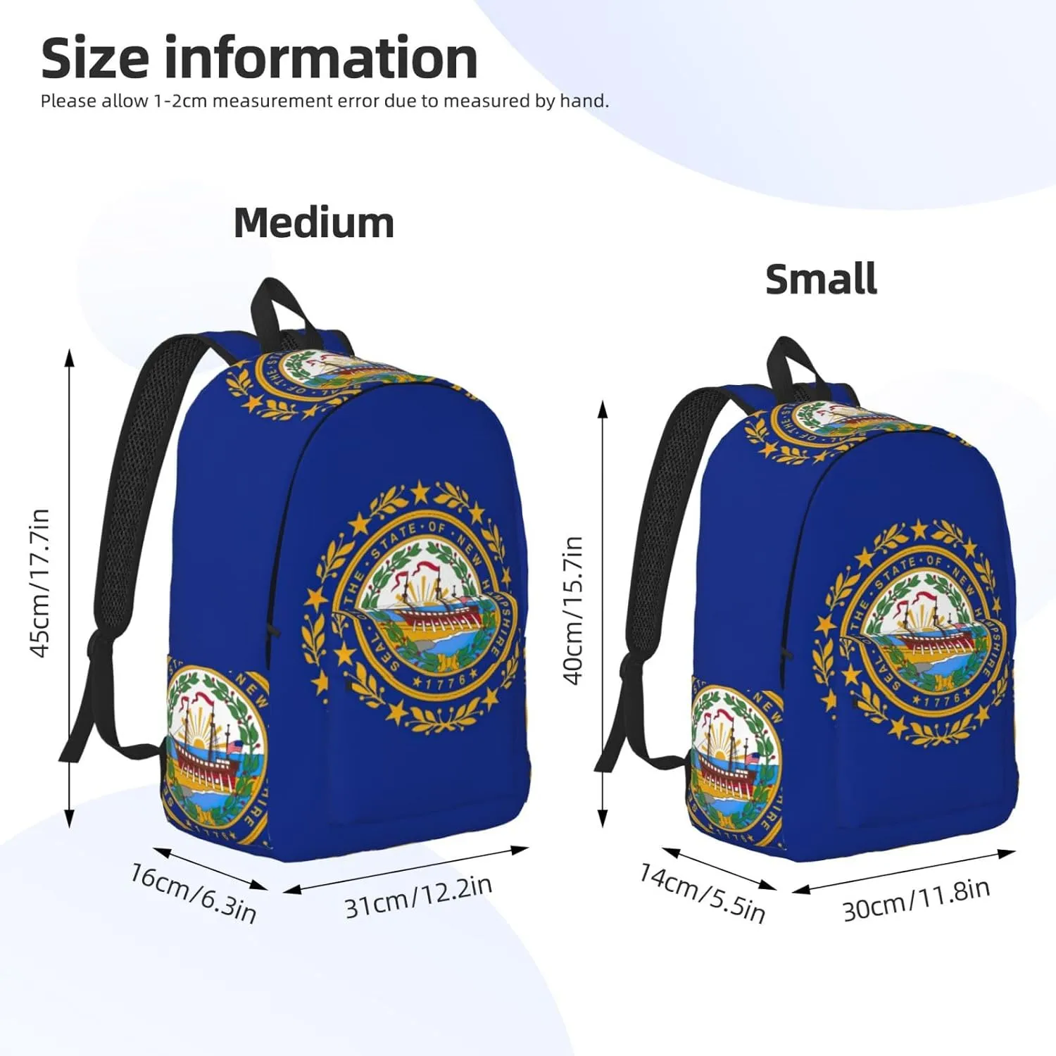 New Hampshire state flag print Backpack Travel Backpacks for Women Men College Backpack Computer Bag for Travel