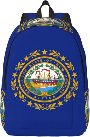 New Hampshire state flag print Backpack Travel Backpacks for Women Men College Backpack Computer Bag for Travel