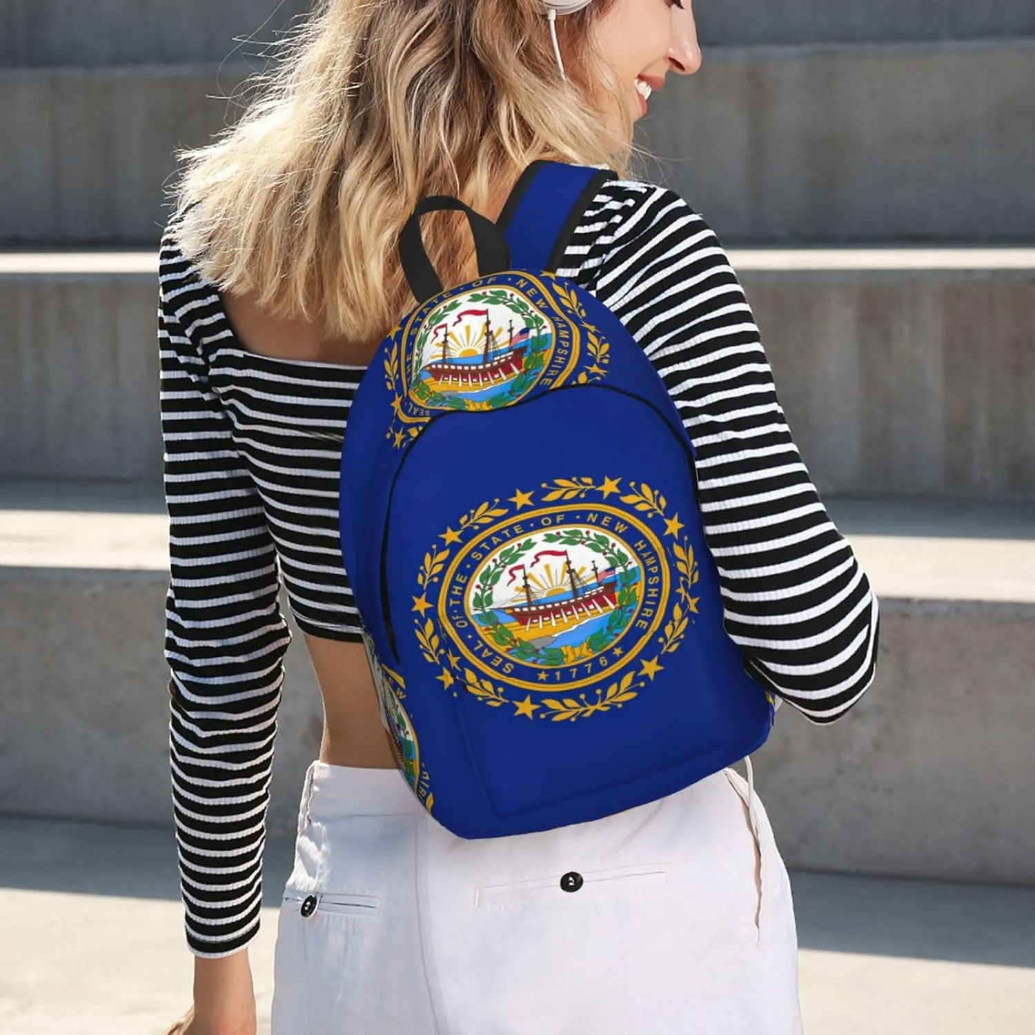 New Hampshire state flag print Backpack Travel Backpacks for Women Men College Backpack Computer Bag for Travel