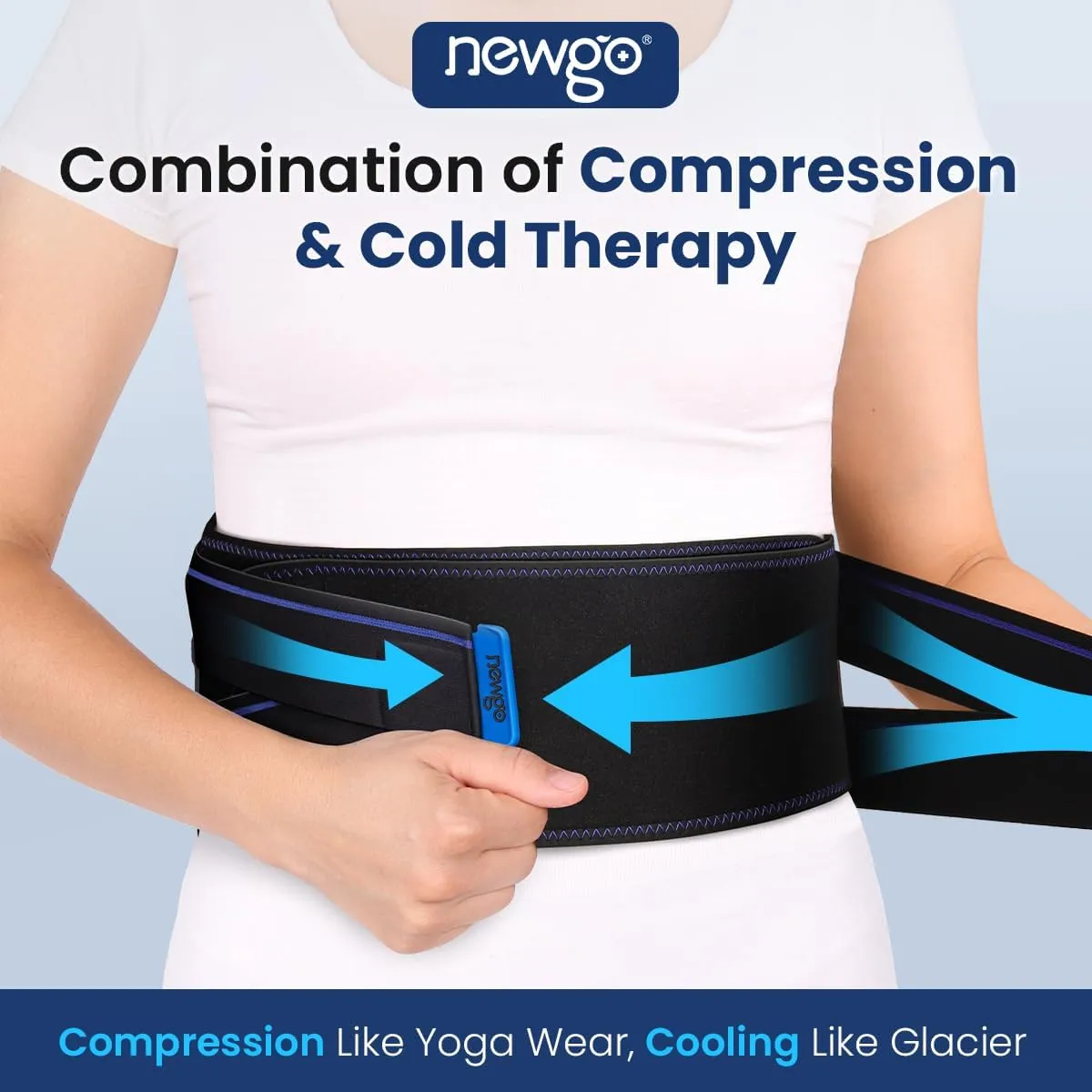 NEWGO Flexible Lower Back Ice Pack Wrap – 2 Hours Long-Lasting Cold Therapy for Back Pain Relief, Injuries, Sciatica & Swelling, Reusable Gel Ice Pack with Adjustable Straps