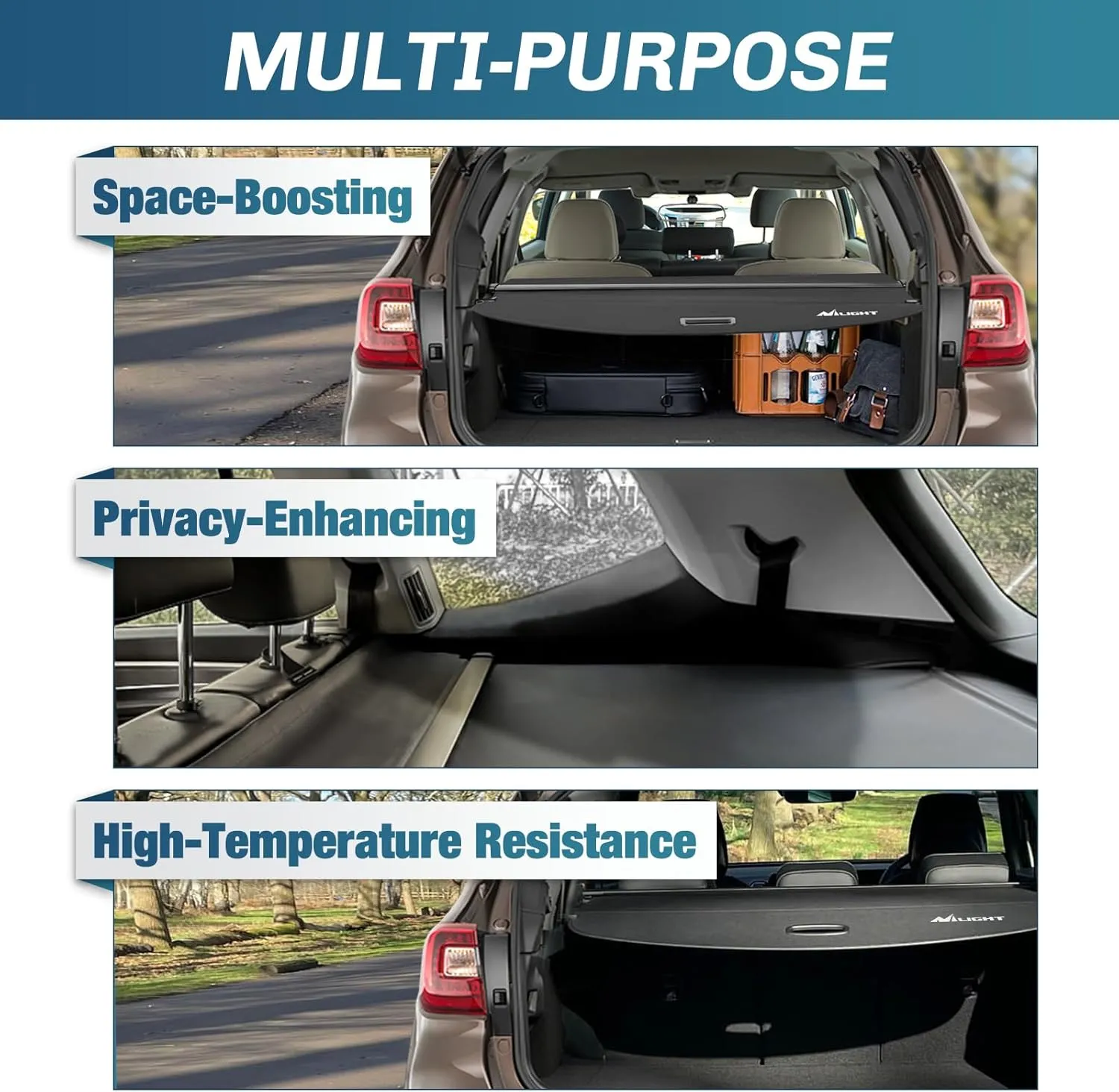 Nilight Cargo Cover Fit for Subaru Outback 2015 2016 2017 2018 2019, Retractable Privacy Security Shield Shade Rear Trunk Cover, with Trunk Storage Net
