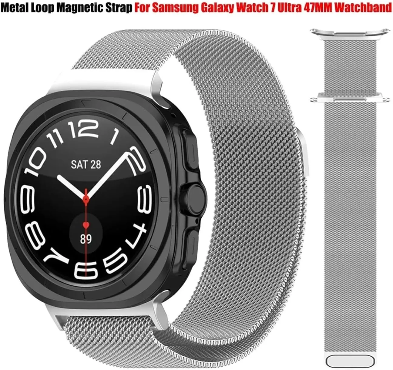 No Gaps Loop Metal Strap for Galaxy Watch 7 Ultra 47mm Band Watch 7 Ultra Bracelet Curved End Stainless Steel Watchbands