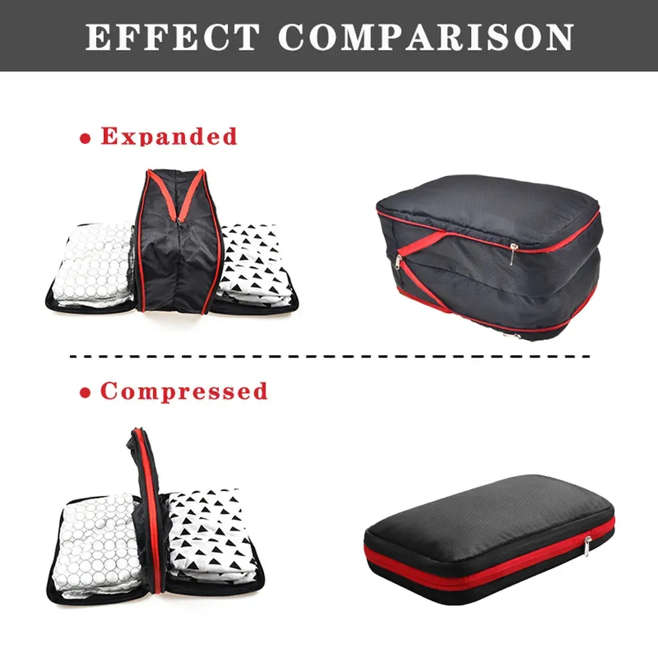 Nylon Double Layer Portable Compression Packing Cubes