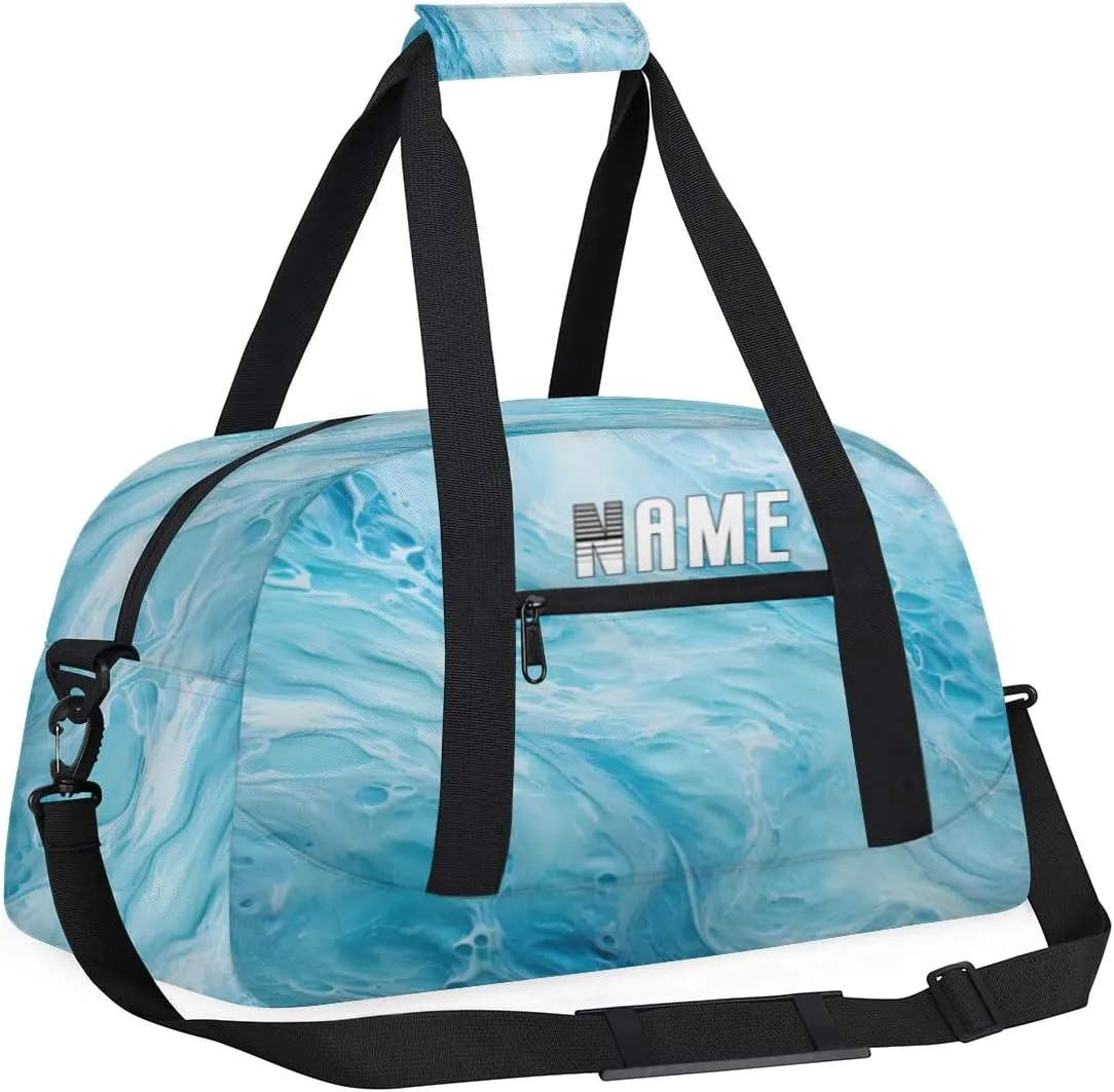 Ocean Waves Summer Kids Overnight Bags Personalized Weekender Travel Duffle Bag for Teens,Boys Gym Carry On Maletas Para Niños,Customized Gymnastics Dance Ballet Tote for Girls