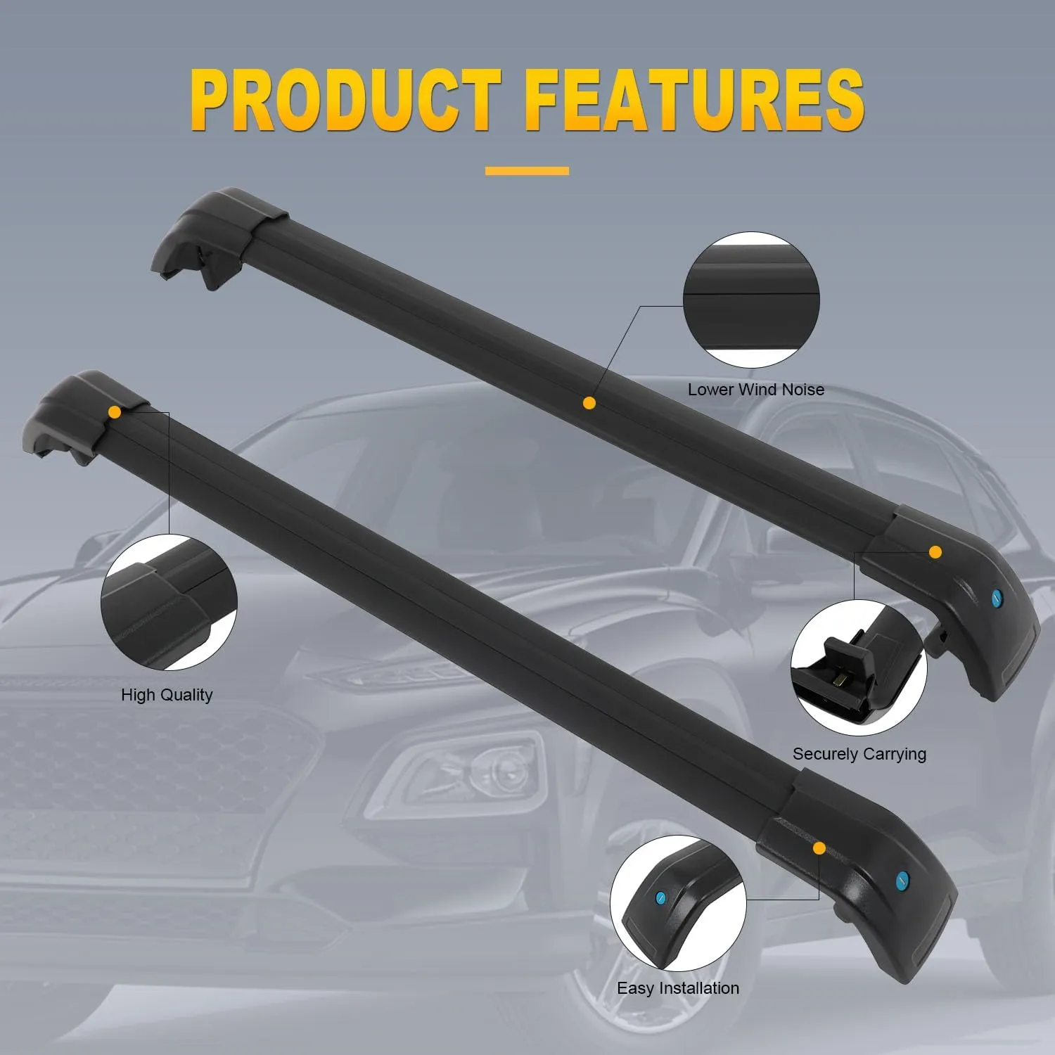 OCPTY Roof Rack Cross Bars Fit for Hyundai Kona 2018 2019 2020 2021 2022 Luggage Racks Rooftop Cargo Carrier Bag Luggage Kayak Canoe Bike Snowboard Skiboard