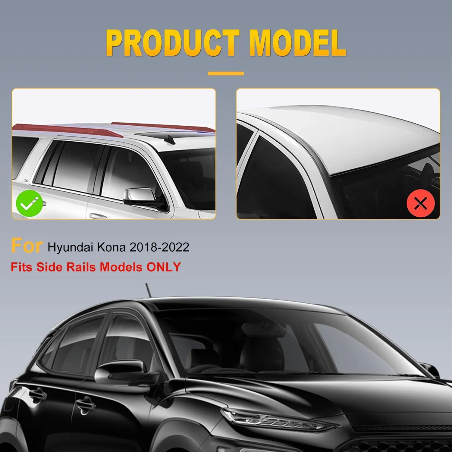 OCPTY Roof Rack Cross Bars Fit for Hyundai Kona 2018 2019 2020 2021 2022 Luggage Racks Rooftop Cargo Carrier Bag Luggage Kayak Canoe Bike Snowboard Skiboard