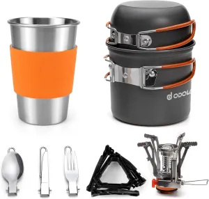 Odoland Bundle - 2 Items Camping Cookware Set and 48 Cans Soft Cooler