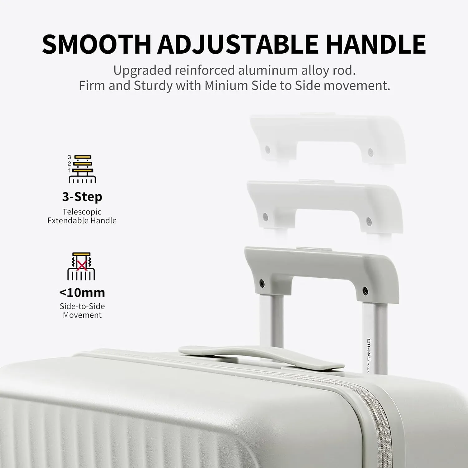 OIWAS 20 Inch Carry On Luggage, Hard Shell Suitcases with 8 Spinner Wheel, TSA Lock, Waterproof Compartment and Smooth Zippers, Lightweight Travel Luggage Airline Approved for Short Trip, White