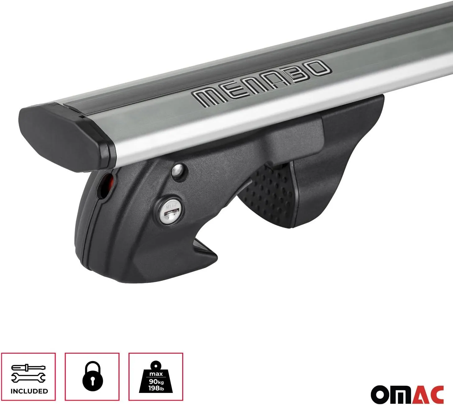 OMAC Aluminium Roof Racks Cross Bars Carrier for Chrysler Town & Country 2001-2004 Gray 2 Pcs Anti-Theft for Travel Kayak Canoe Surf Ski Snowboard Camping