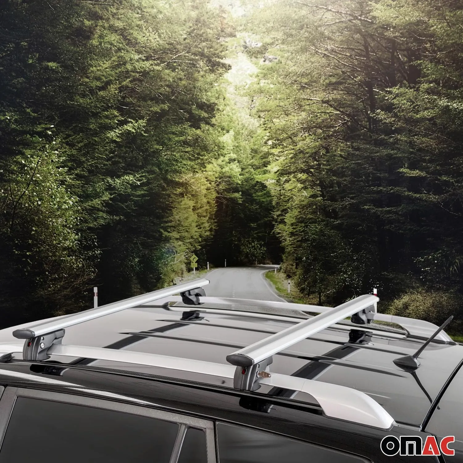 OMAC Aluminium Roof Racks Cross Bars Carrier for Chrysler Town & Country 2001-2004 Gray 2 Pcs Anti-Theft for Travel Kayak Canoe Surf Ski Snowboard Camping