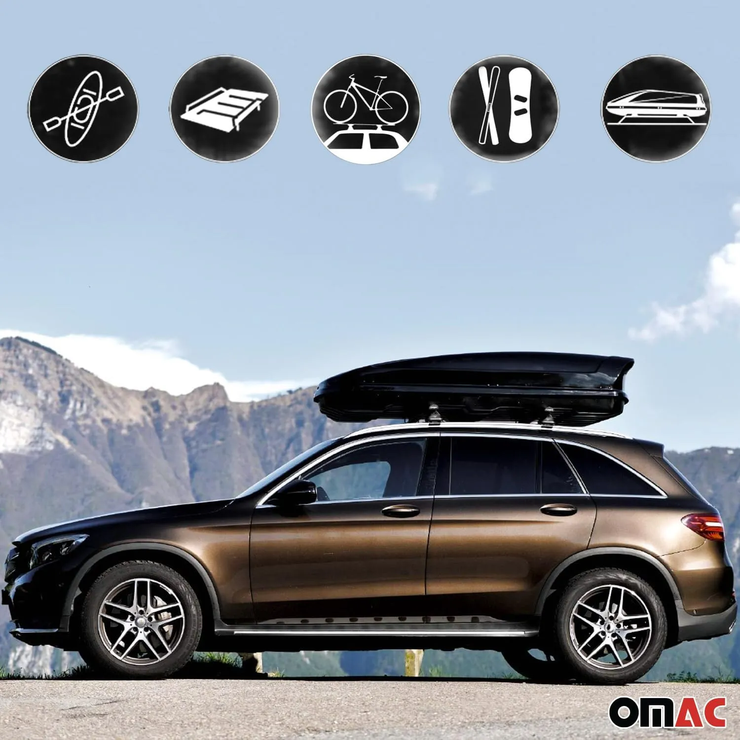 OMAC Premium Roof Rack Cross Bars Compatible with Volvo V60 Cross Country 2015-2025 Aluminium Car Roof Racks, Rooftop Cargo Bars for Ski Luggage Rack Kayak Bike Canoe Snowboard CrossBars 220LB