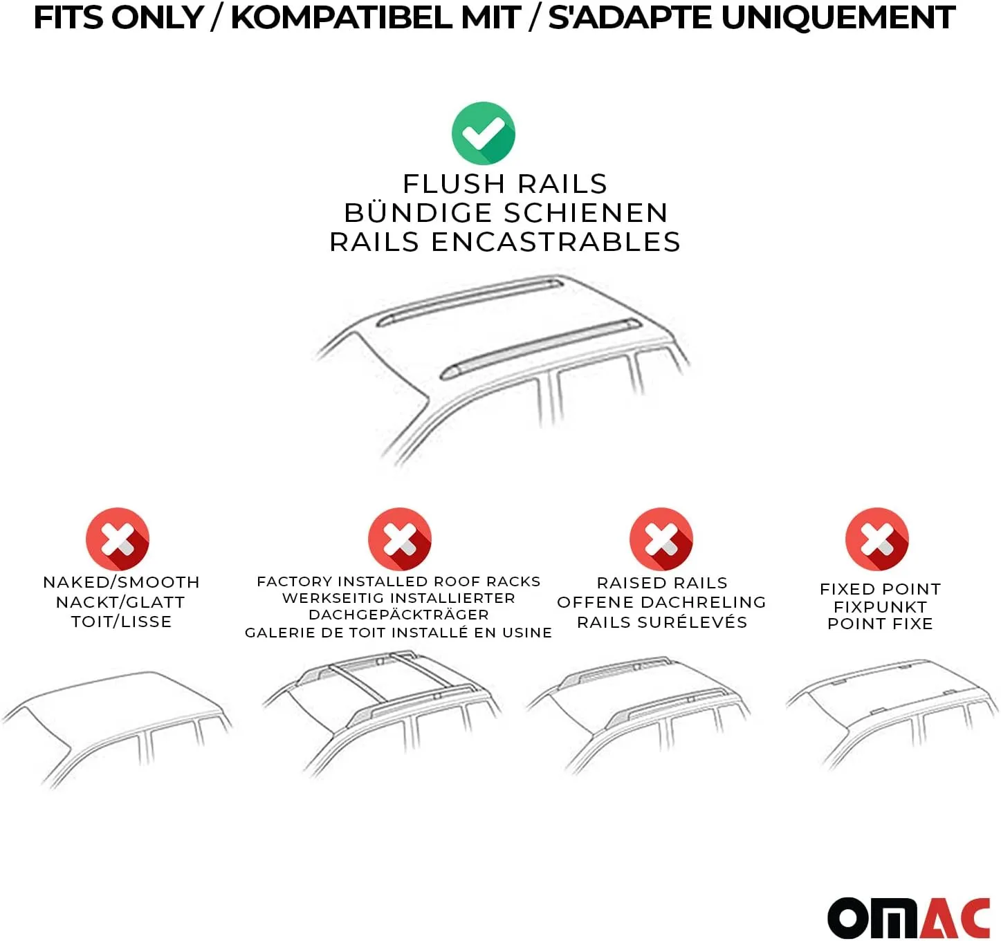 OMAC Premium Roof Rack Cross Bars Compatible with Volvo V60 Cross Country 2015-2025 Aluminium Car Roof Racks, Rooftop Cargo Bars for Ski Luggage Rack Kayak Bike Canoe Snowboard CrossBars 220LB
