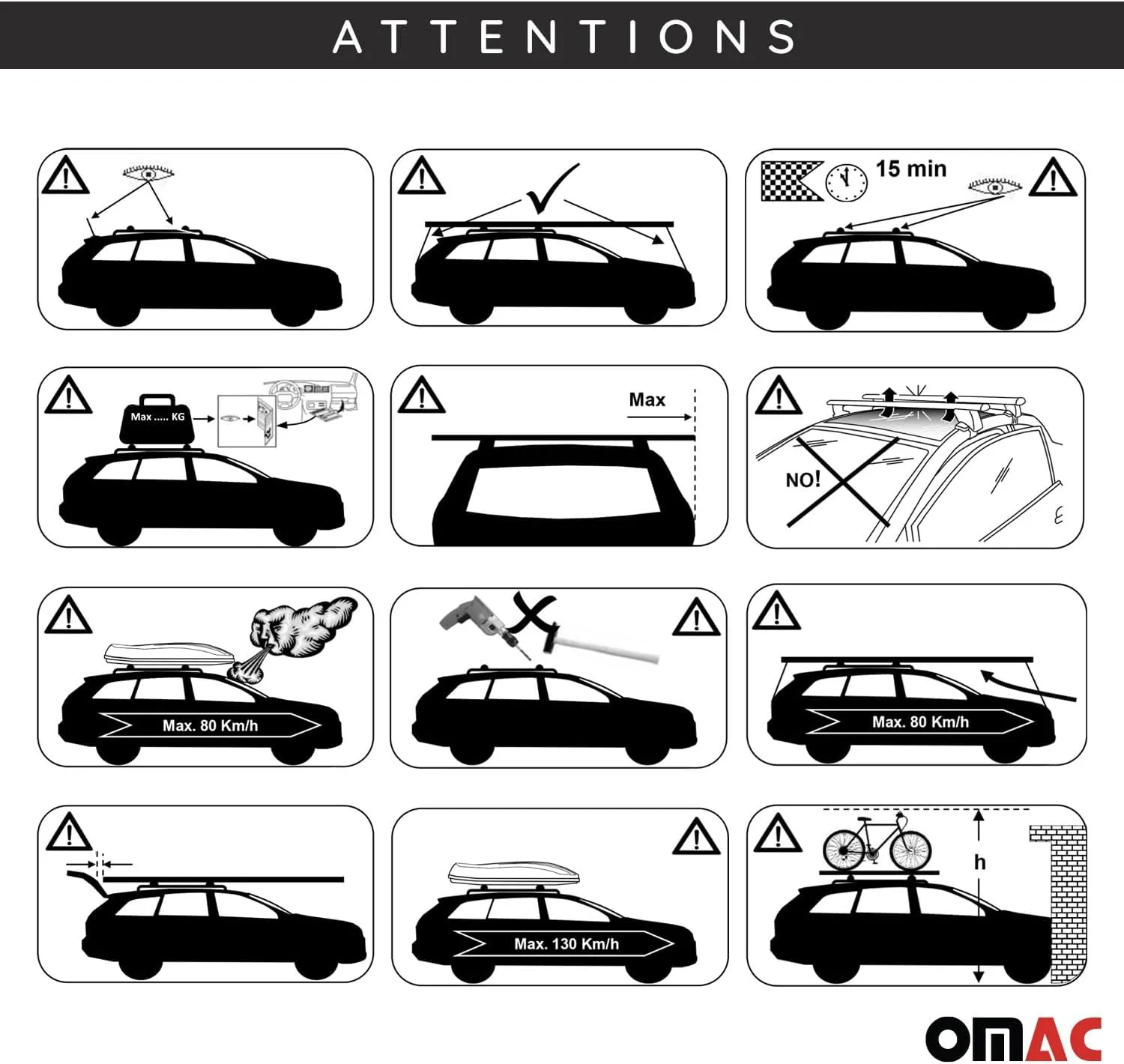 OMAC Premium Roof Rack Cross Bars Compatible with Volvo V60 Cross Country 2015-2025 Aluminium Car Roof Racks, Rooftop Cargo Bars for Ski Luggage Rack Kayak Bike Canoe Snowboard CrossBars 220LB