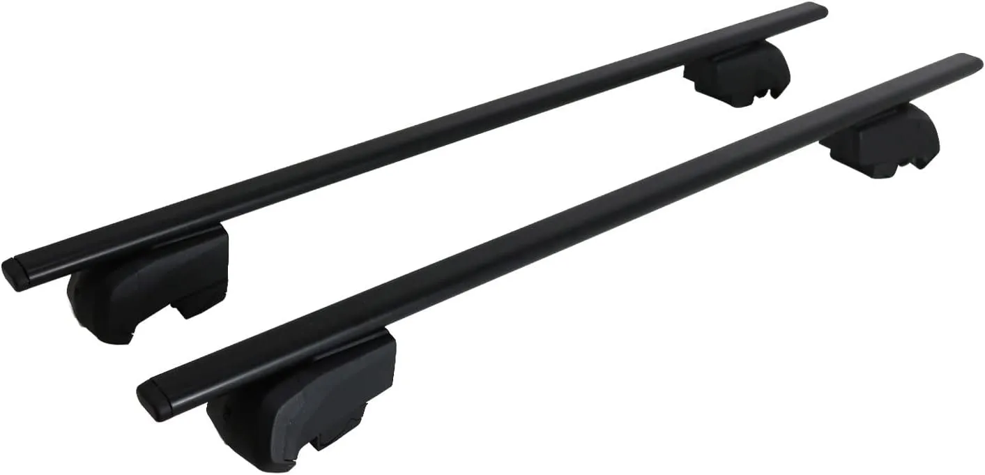 OMAC Roof Racks Carrier Cross Bars Iron for Volvo V60 Cross Country 2015-2024 Black Anti-Theft for Travel Kayak Canoe Surf Ski Snowboard Camping